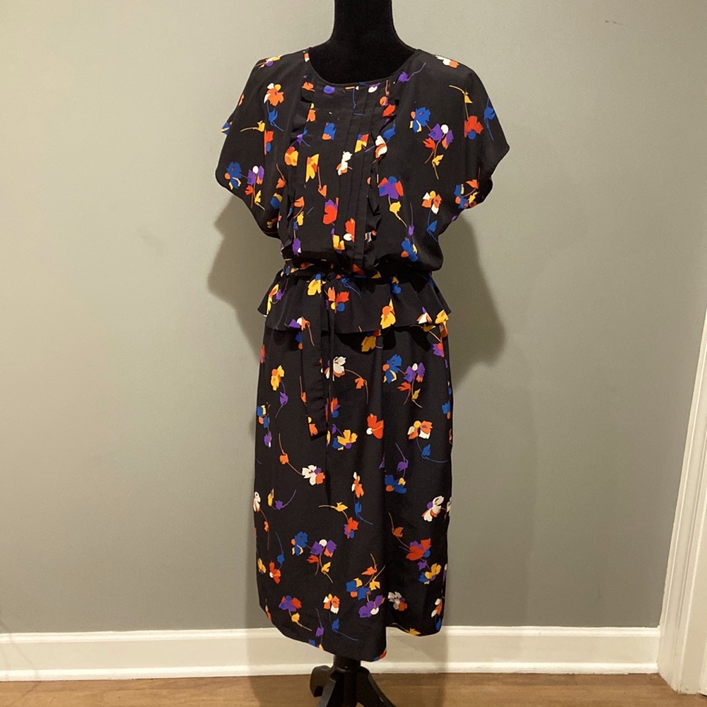 Albert Nipon Executive Shift Midi Dress Sz 10 Flo… - image 1